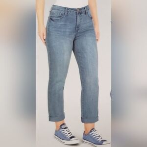 Seven7 Womens Weekend Easy Fit Boyfriend Jeans High Rise Rolled Cuffs Size 16